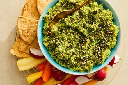 Creamy Avocado, Edamame & Yuzu Dip with Furikake