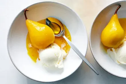 Saffron-Ginger Poached Pears