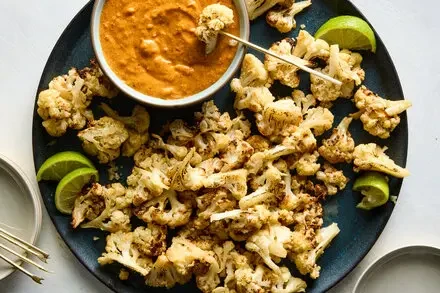 Cauliflower Satay with Spiced Coconut Peanut Sauce